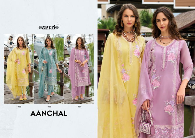 Aanchal By Zaveri Organza Embroidery Kurti With Bottom Dupatta Orders In India